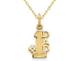 14K Yellow Gold  #1 DAD Charm Pendant Necklace with Chain